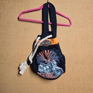 Harley Davidson Bahamas rope drawstring duffle bag canvas tote biker orange blck